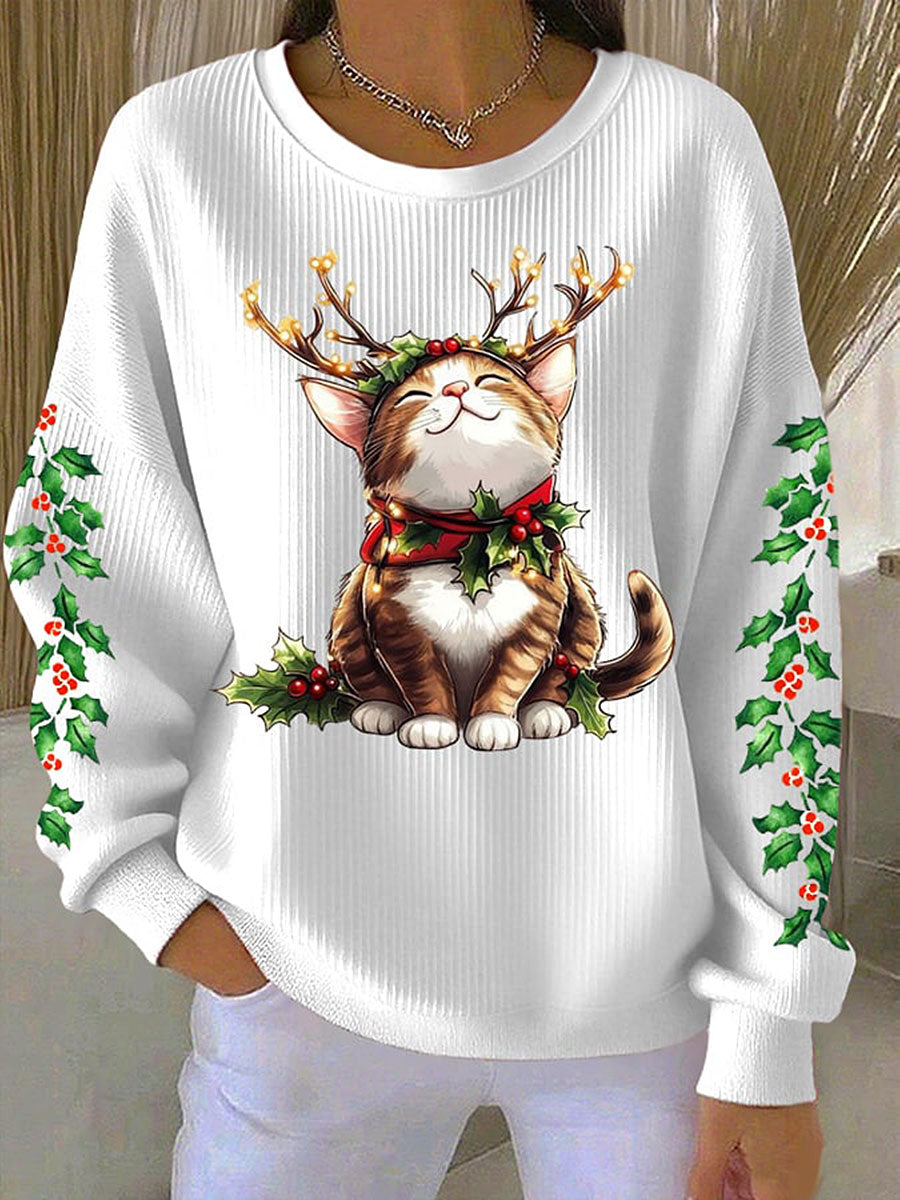 Sudaderas del gato de la Navidad de las mujeres