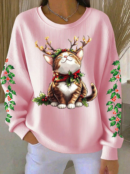 Sudaderas del gato de la Navidad de las mujeres