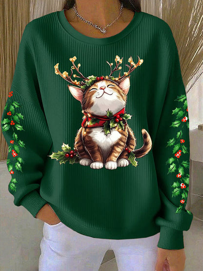 Sudaderas del gato de la Navidad de las mujeres