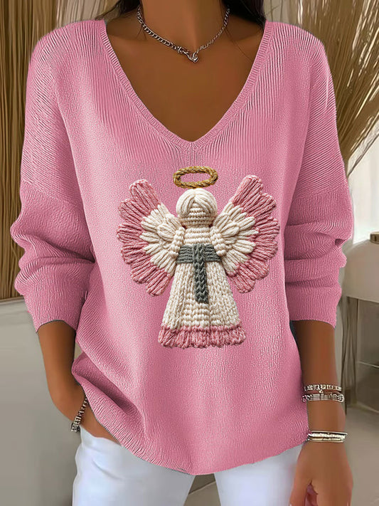 Top Casual Mujer Estampado de Ángel de Navidad