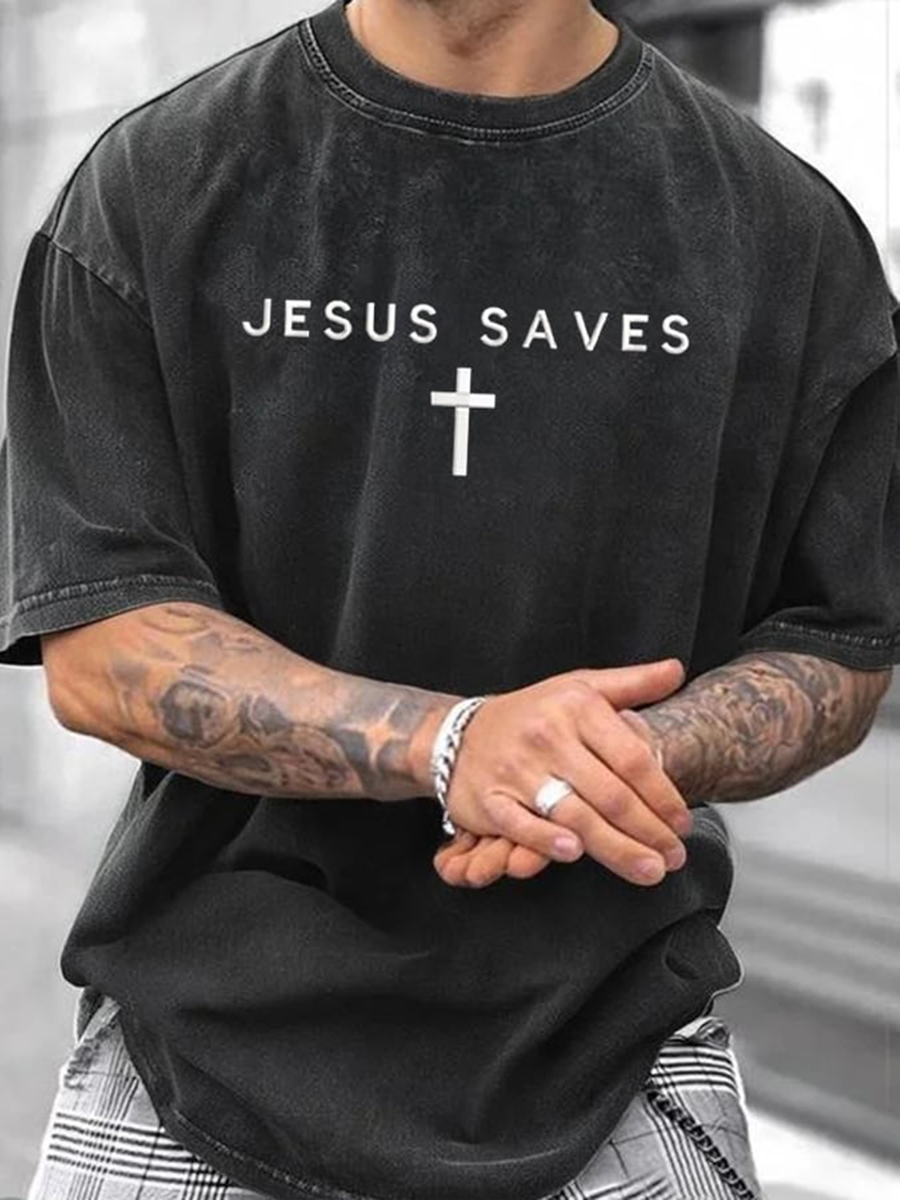 Camiseta Jesus Saves Faith Print para hombre