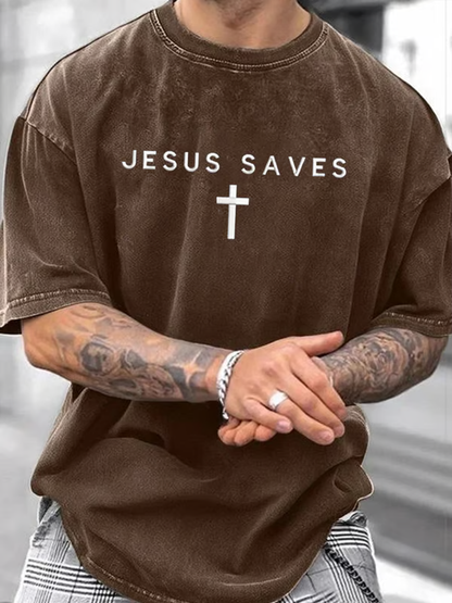Camiseta Jesus Saves Faith Print para hombre