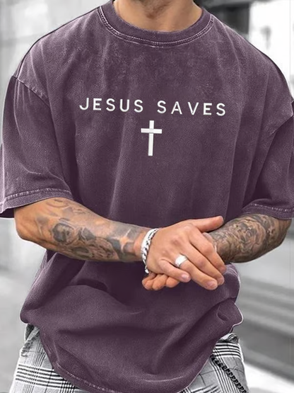 Camiseta Jesus Saves Faith Print para hombre