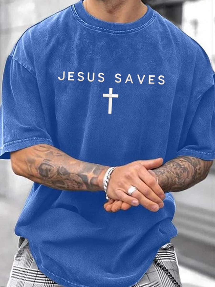 Camiseta Jesus Saves Faith Print para hombre