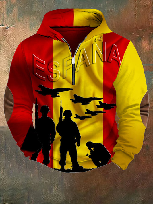 Hombres Retro Moda Casual Half-Zip Hoodie