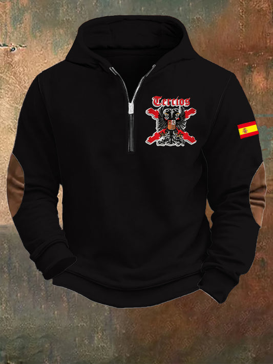 Hombres Retro Moda Casual Half-Zip Hoodie