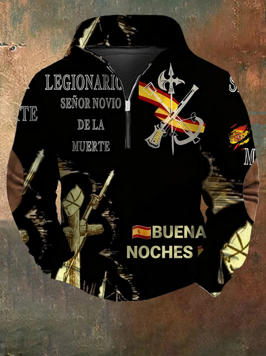 Hombres Retro Moda Casual Half-Zip Hoodie