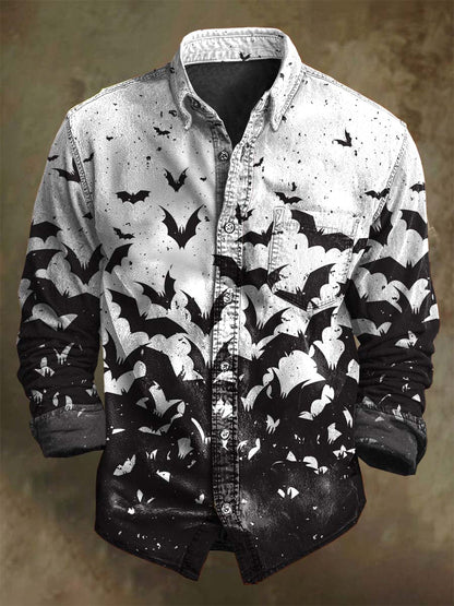Halloween Gradient Bat Imprimir Casual Camisa de manga larga
