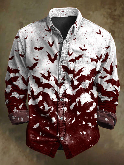 Halloween Gradient Bat Imprimir Casual Camisa de manga larga