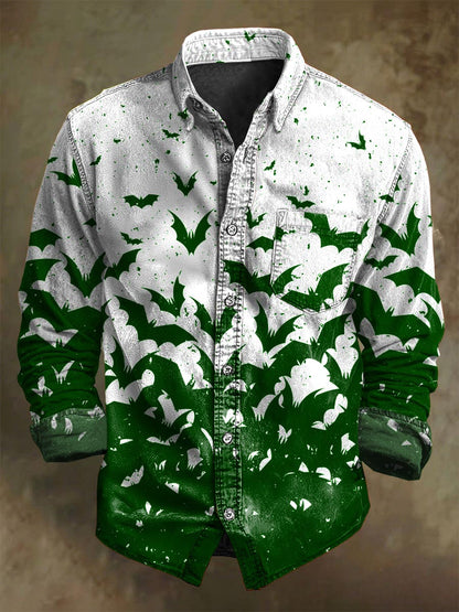 Halloween Gradient Bat Imprimir Casual Camisa de manga larga