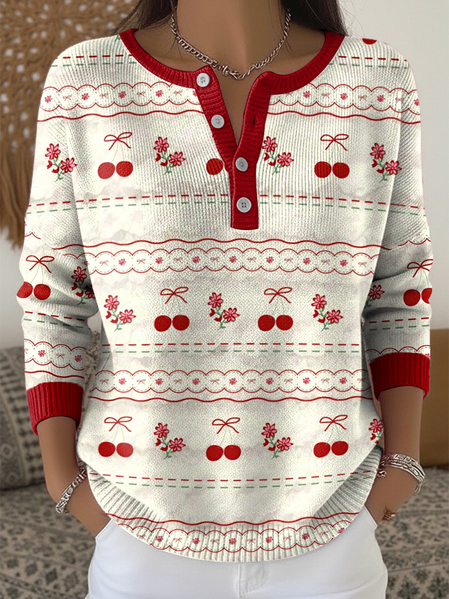 Top con cuello en V para mujer Christmas Bow Art