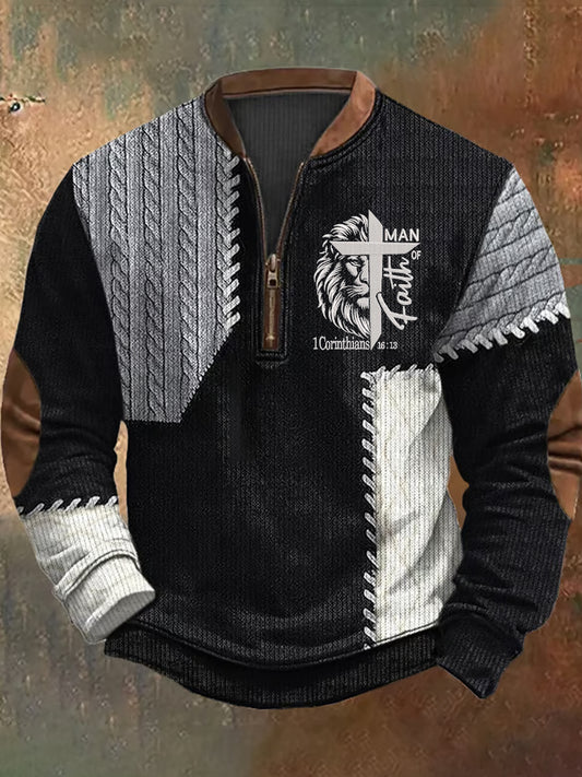 Sudadera Casual Vintage Art Faith para hombre