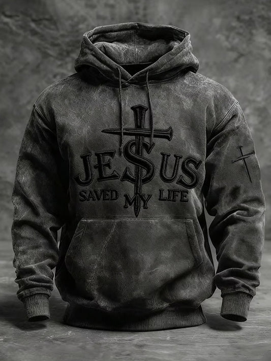 Hombres Vintage Art Faith Casual Hoodie
