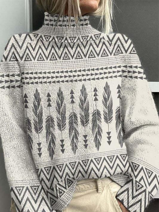 Suéter de mujer con cuello alto minimalista floral