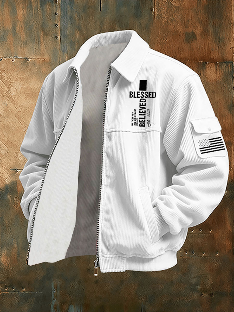 Chaqueta impresa cruzada bendecido de los hombres