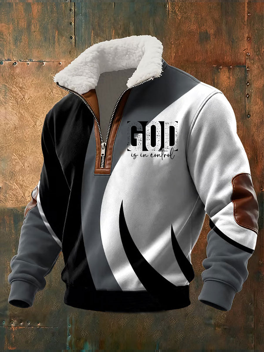 God Is In Control Baggy Zip-up Hoodie Hombre