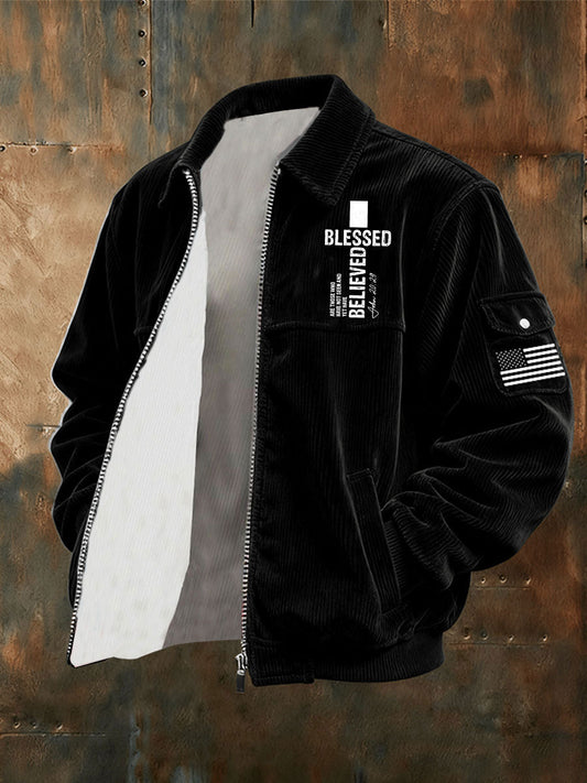 Chaqueta impresa cruzada bendecido de los hombres