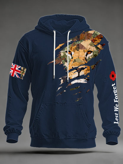 Hombres British Lion Lest We Forge Oversized Drop-Shoulder Hoodie con bolsillos