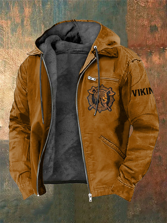 Chaqueta con capucha de manga larga impresa Viking Warrior para hombre