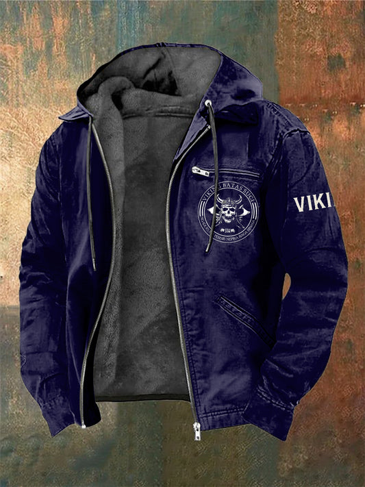 Hombres Viking Warrior Skull Impreso Chaqueta de manga larga con capucha
