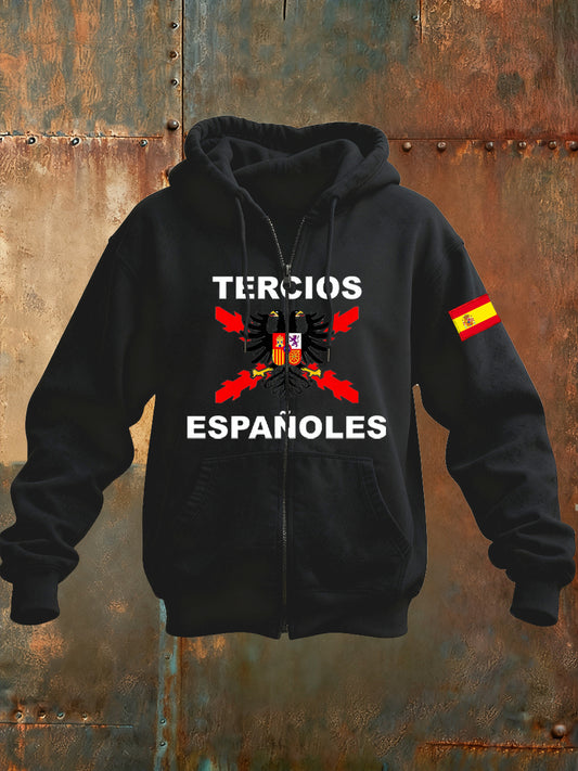 Sudadera con cremallera con capucha casual de moda vintage para hombres