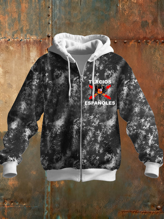 Sudadera con cremallera con capucha casual de moda vintage para hombres