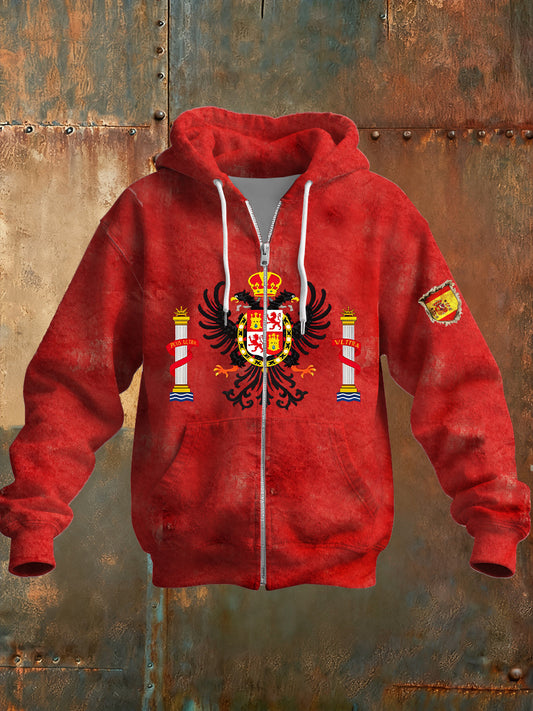 Sudadera con cremallera con capucha casual de moda vintage para hombres