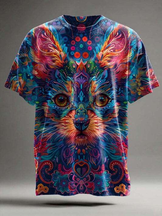 Abstract Puppy Print Casual Camiseta de manga corta