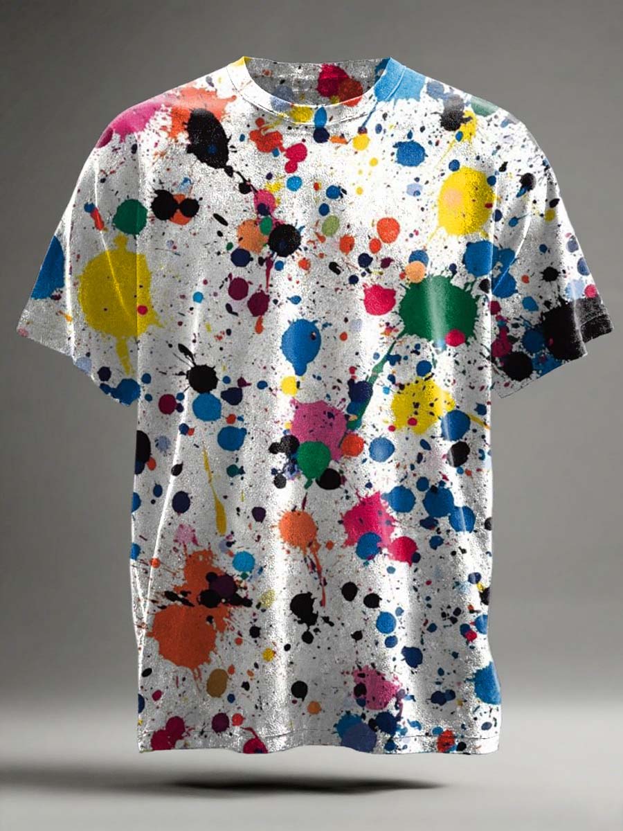 Resumen pintura al óleo tinta Splash impresión casual camiseta de manga corta