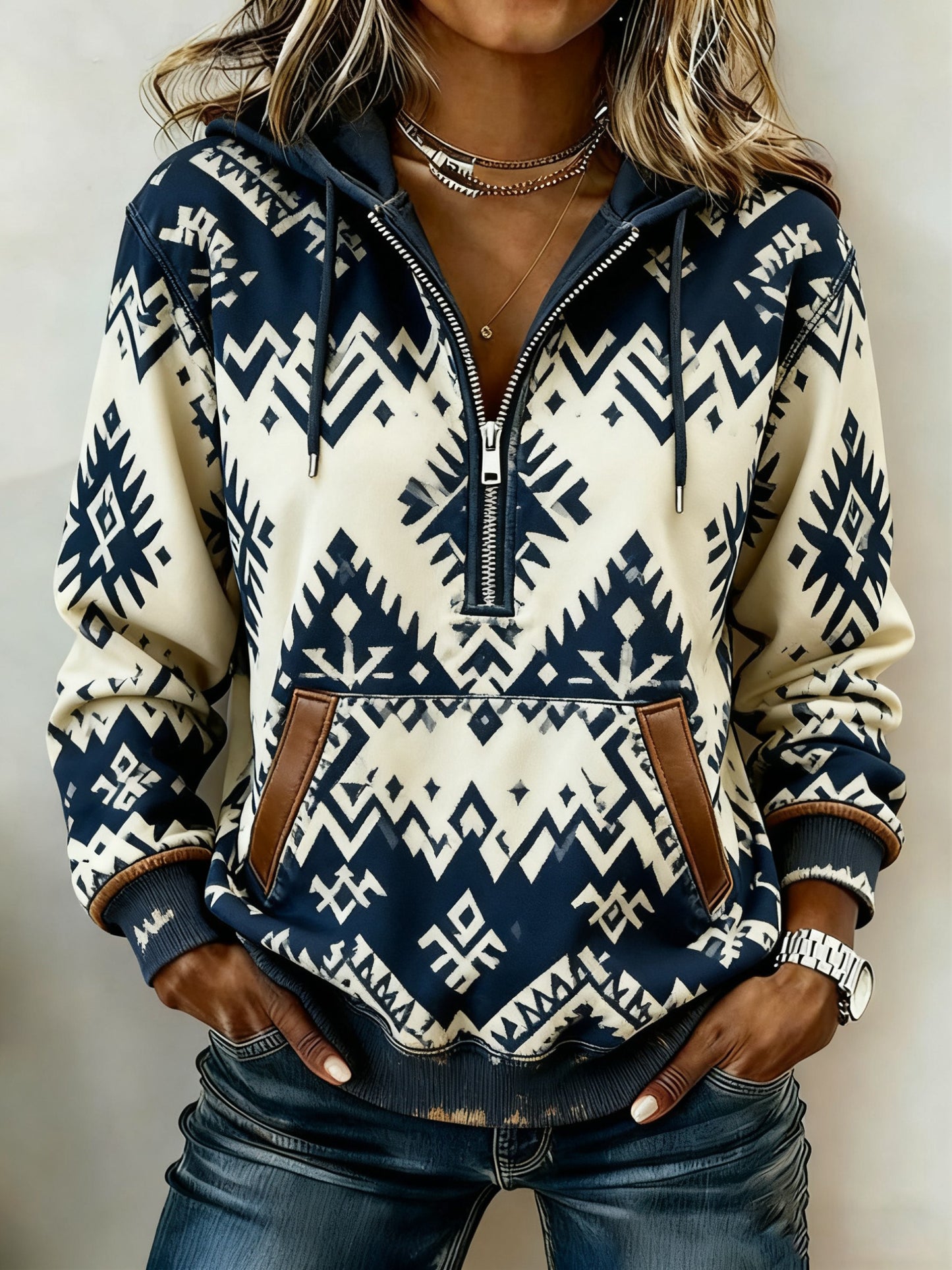 Mujer Vintage Western Impreso Casual Hoodie