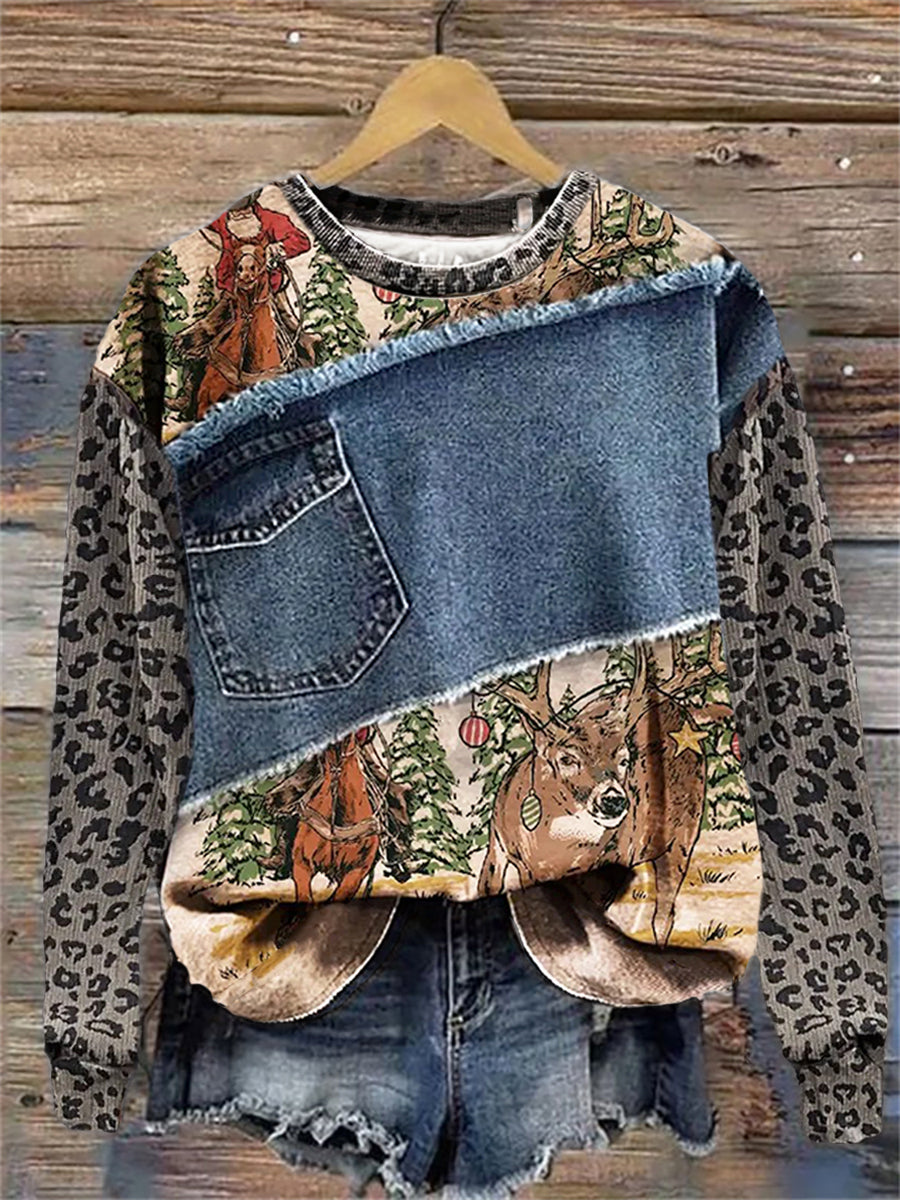 Sudadera con estampado de arte occidental para mujer