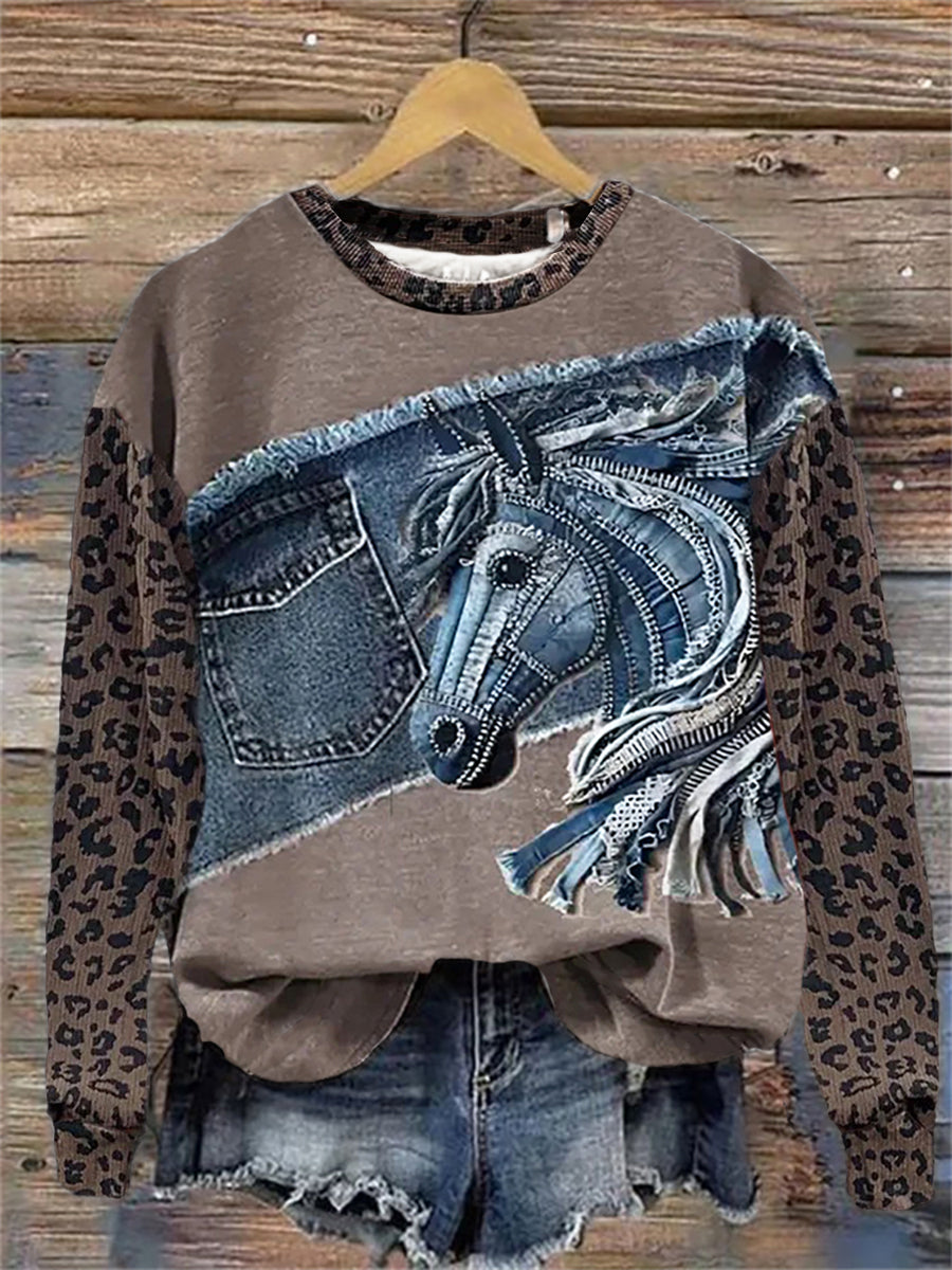 Sudadera con estampado de arte occidental para mujer