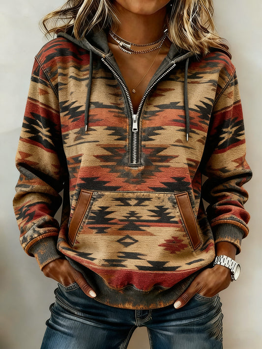 Mujer Vintage Western Impreso Casual Hoodie