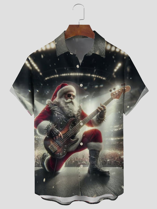 Camisa manga corta Rock 'n' Roll Santa para hombre