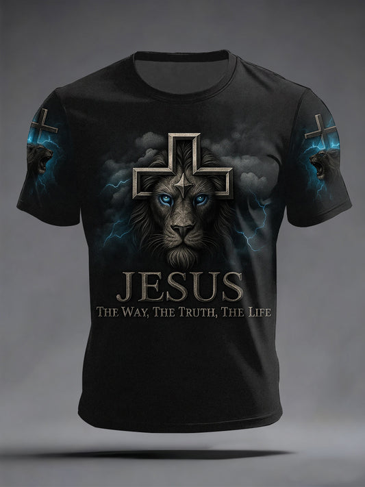 Hombres Jesús el camino la verdad la vida León impresión camiseta casual