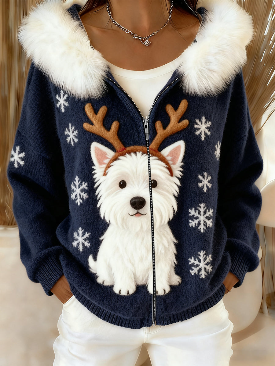 Rebeca encapuchada de felpa cómoda del arte animal retro de las mujeres