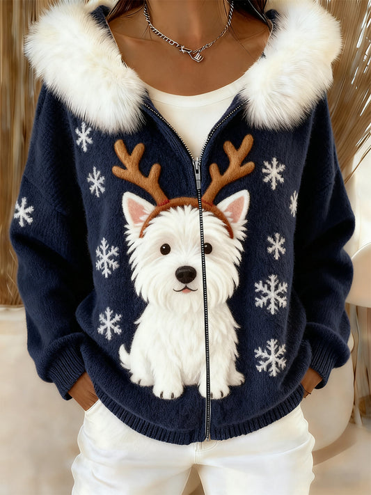 Rebeca encapuchada de felpa cómoda del arte animal retro de las mujeres