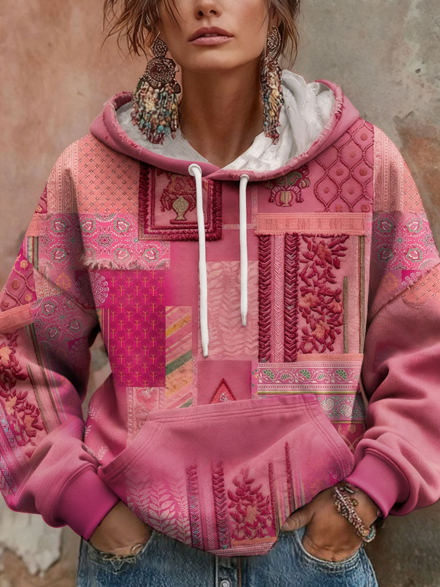 Mujeres Boho mama cáncer conciencia Floral arte impreso sudadera con capucha