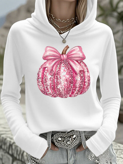 Top con capucha de apoyo para concientización sobre el cáncer de mama calabaza rosa para mujer