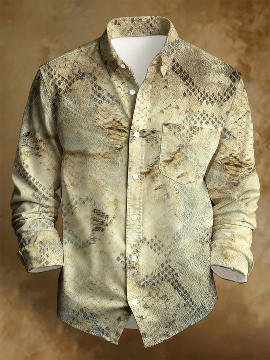 Camisa de manga larga impresa apenada estilo del negocio de los hombres