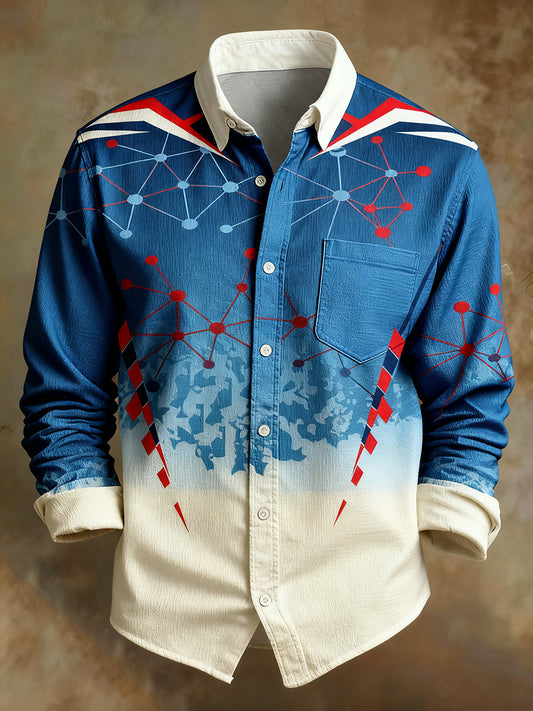 Camisa cómoda del estilo del negocio de la impresión retro del arte abstracto de los hombres