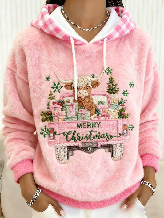 Mujer Highland Cow Art Print Casual Hoodie