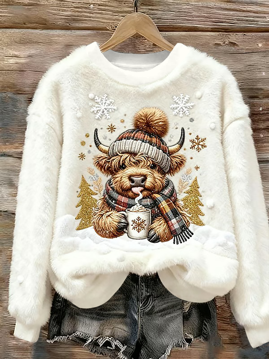 Top casual Highland Cow Art Print para mujer