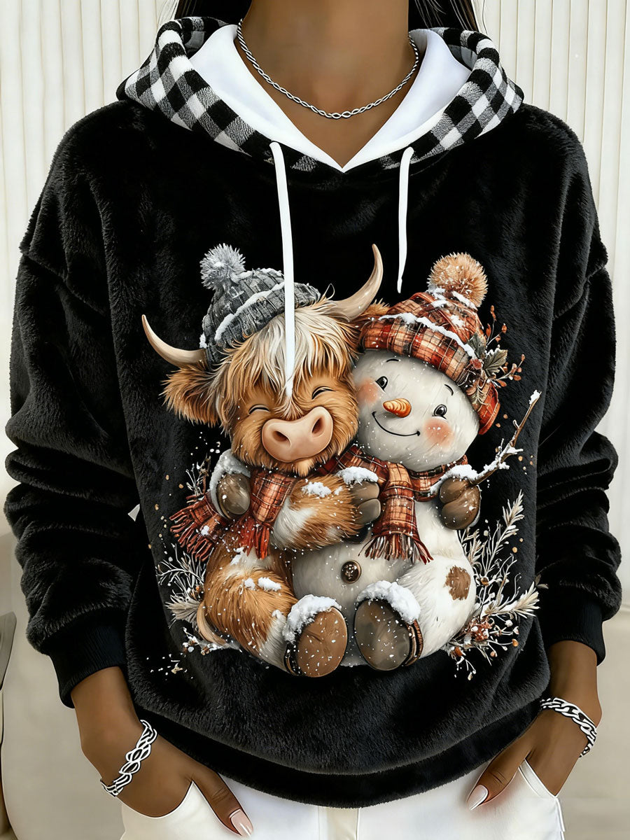 Mujer Highland Cow Art Print Casual Hoodie