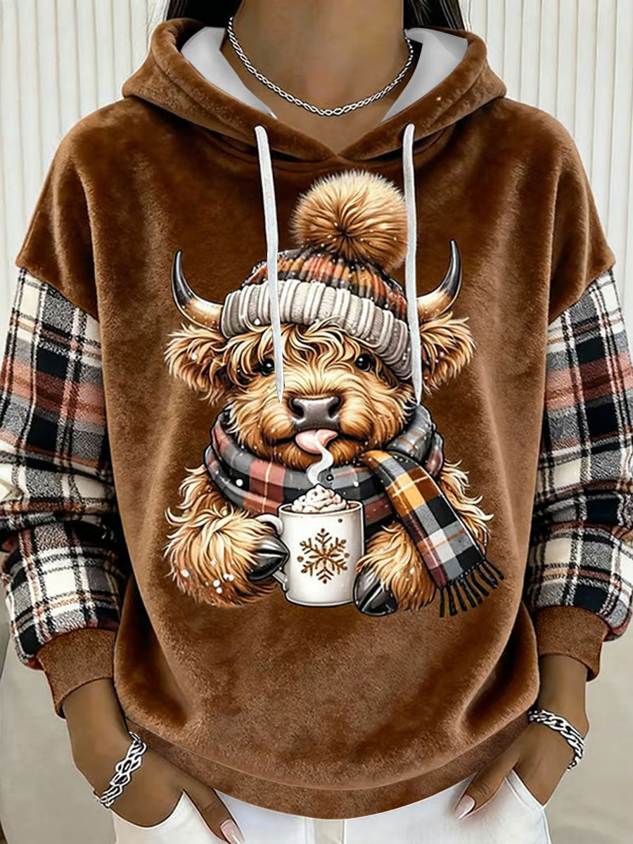 Top casual Highland Cow Art Print para mujer