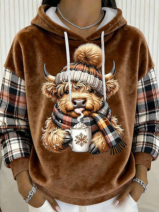 Top casual Highland Cow Art Print para mujer