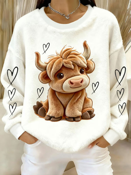 Top casual Highland Cow Art Print para mujer
