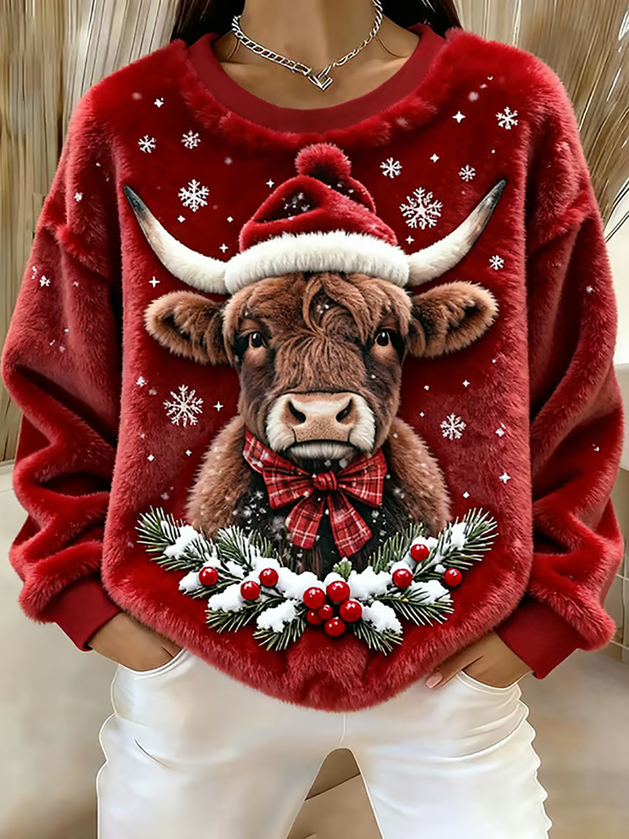 Top casual Highland Cow Art Print para mujer
