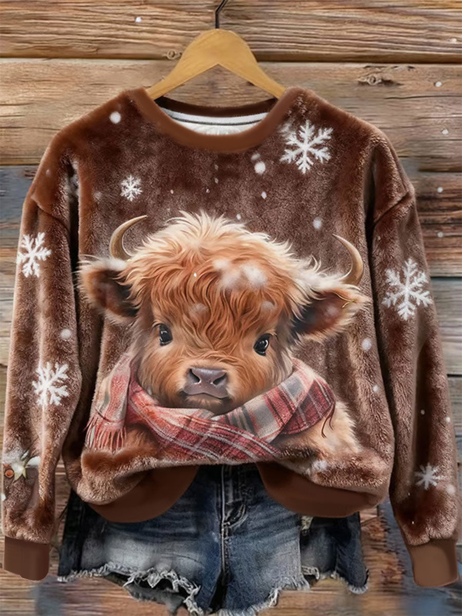 Top casual Highland Cow Art Print para mujer