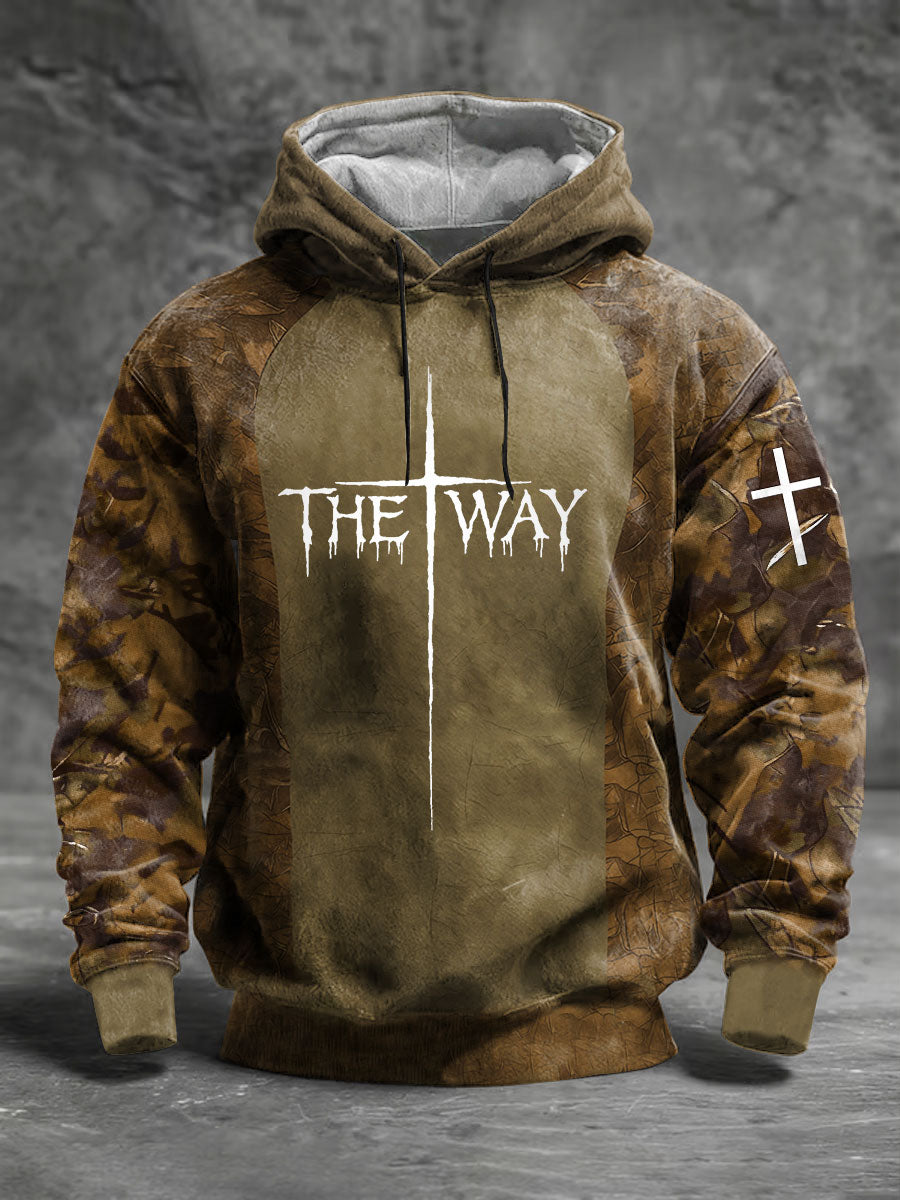 Hombres's The Way Cross camuflaje Drop-Shoulder Hoodie (sin bolsillos)